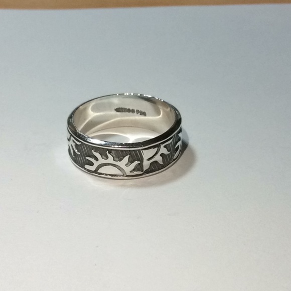 Men’s Sterling Silver Sun Motif Band Size 11.5 - Picture 5 of 6